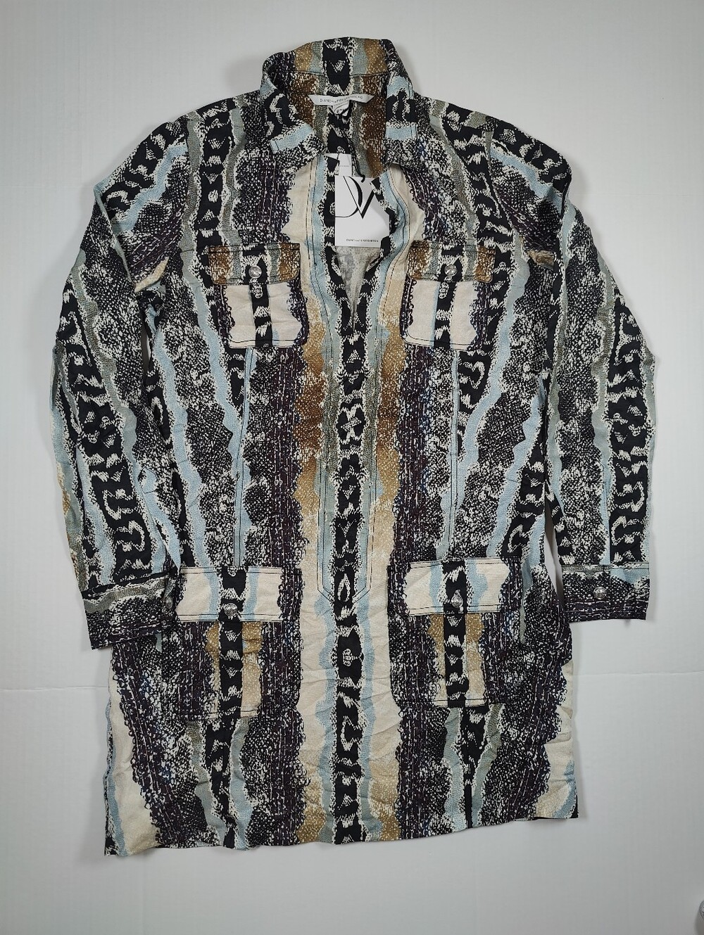 NWT Diane Von Furstenberg Dilly Silk Linen Oasis Snake Dress Size 10 Retail 498$